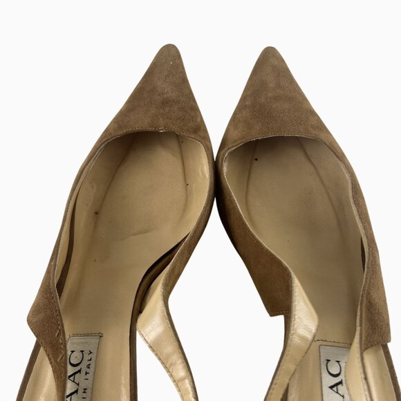 Isaac Mizrahi Womens 10M Camel Brown Career Suede 2.5" Slingback Pumps Heels - Picture 9 of 13